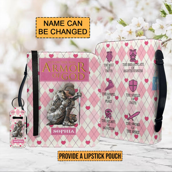 Personalized Armor of God Pink Bible Cover