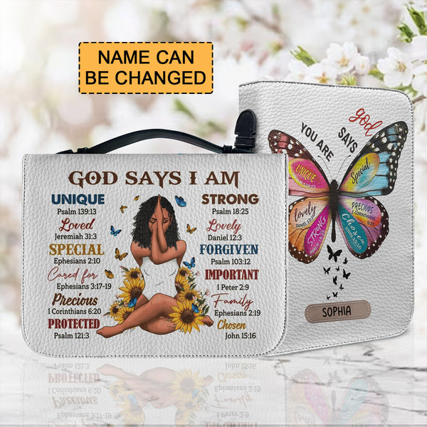 Personalized God Says I Am Butterfly Bible Cover