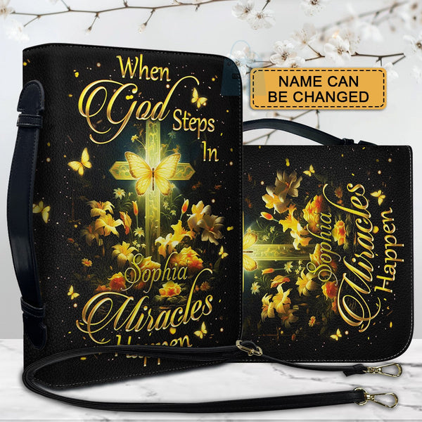 Personalized When God Steps In Bible Cover