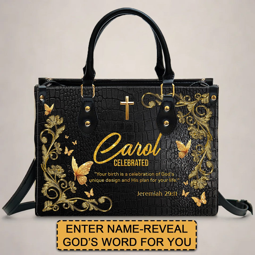 Custom Name Christian Leather Handbag & Clutch
