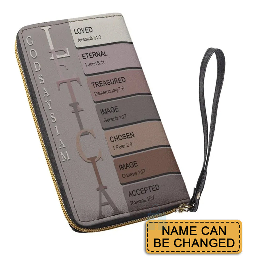 God Says I Am Custom Name Cosmetic Bag