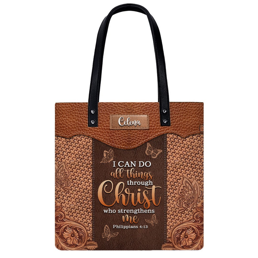 Personalized Bible Verse Leather Handbag