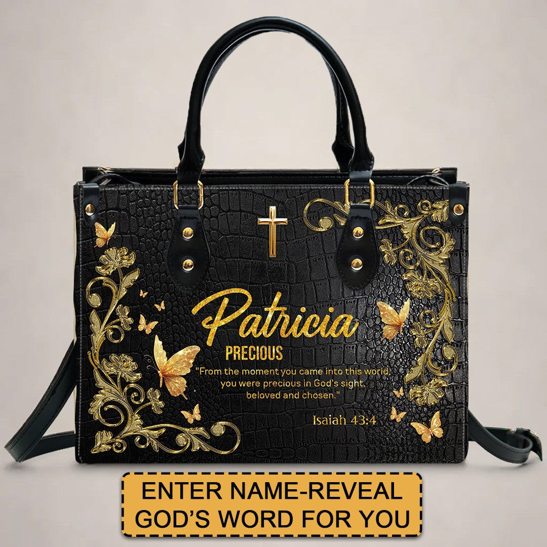 Custom Name Christian Leather Handbag & Clutch