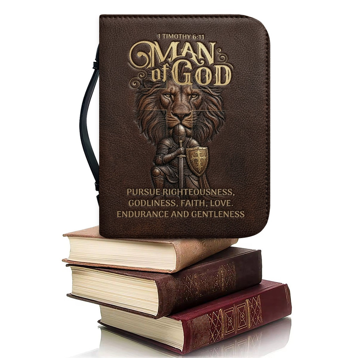 Personalized Lion Warrior Bible Cover for Men