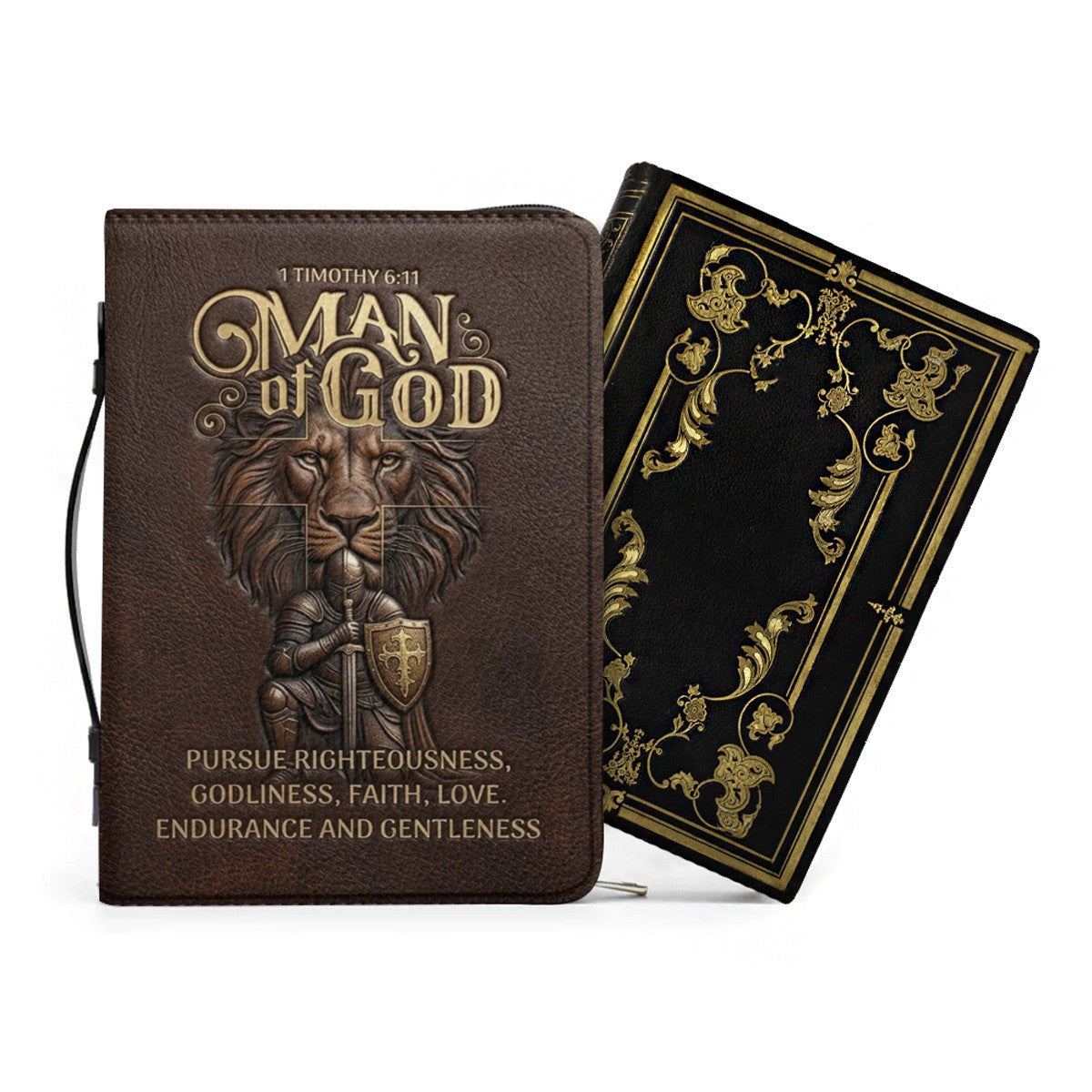 Personalized Lion Warrior Bible Cover for Men