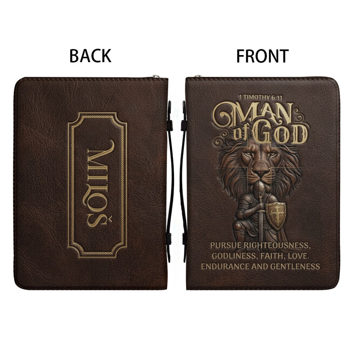Personalized Lion Warrior Bible Cover for Men
