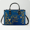Personalized Christian Leather Tote Bag Navy