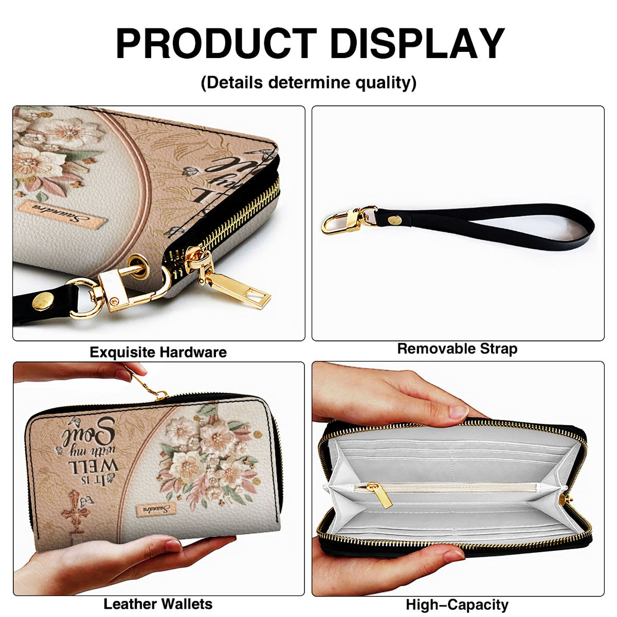 Personalized Beige Cross Handbag & Wallet Set