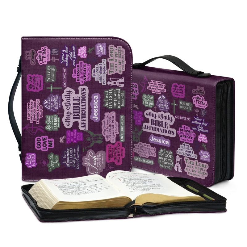 Personalized Daily Affirmations Purple Bible Cover
