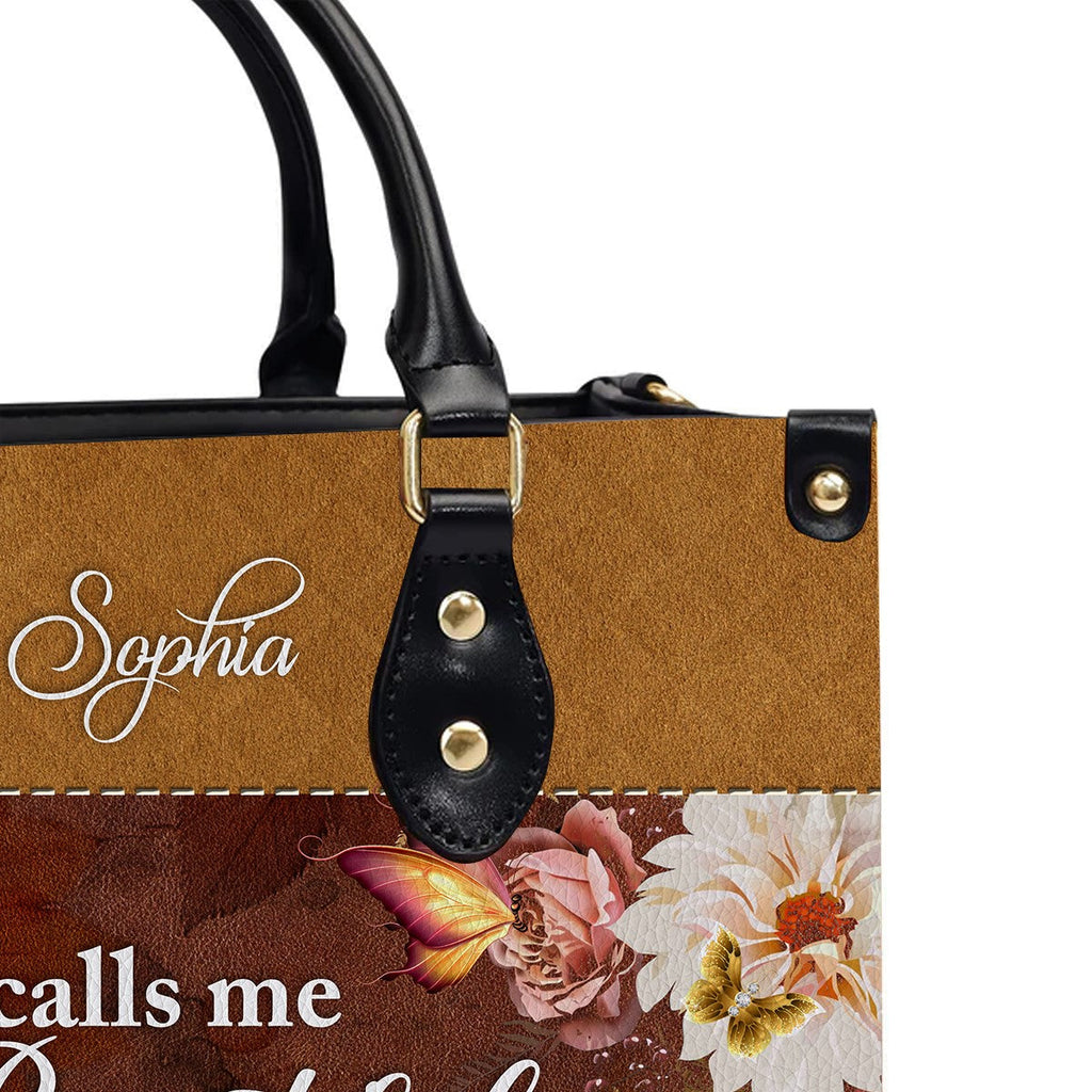 He Calls Me Beautiful One Leather Handbag