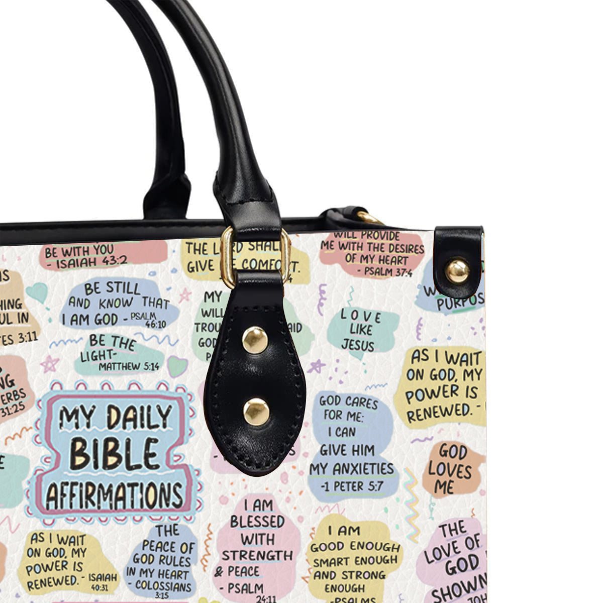 Personalized Bible Affirmations Leather Tote Bag