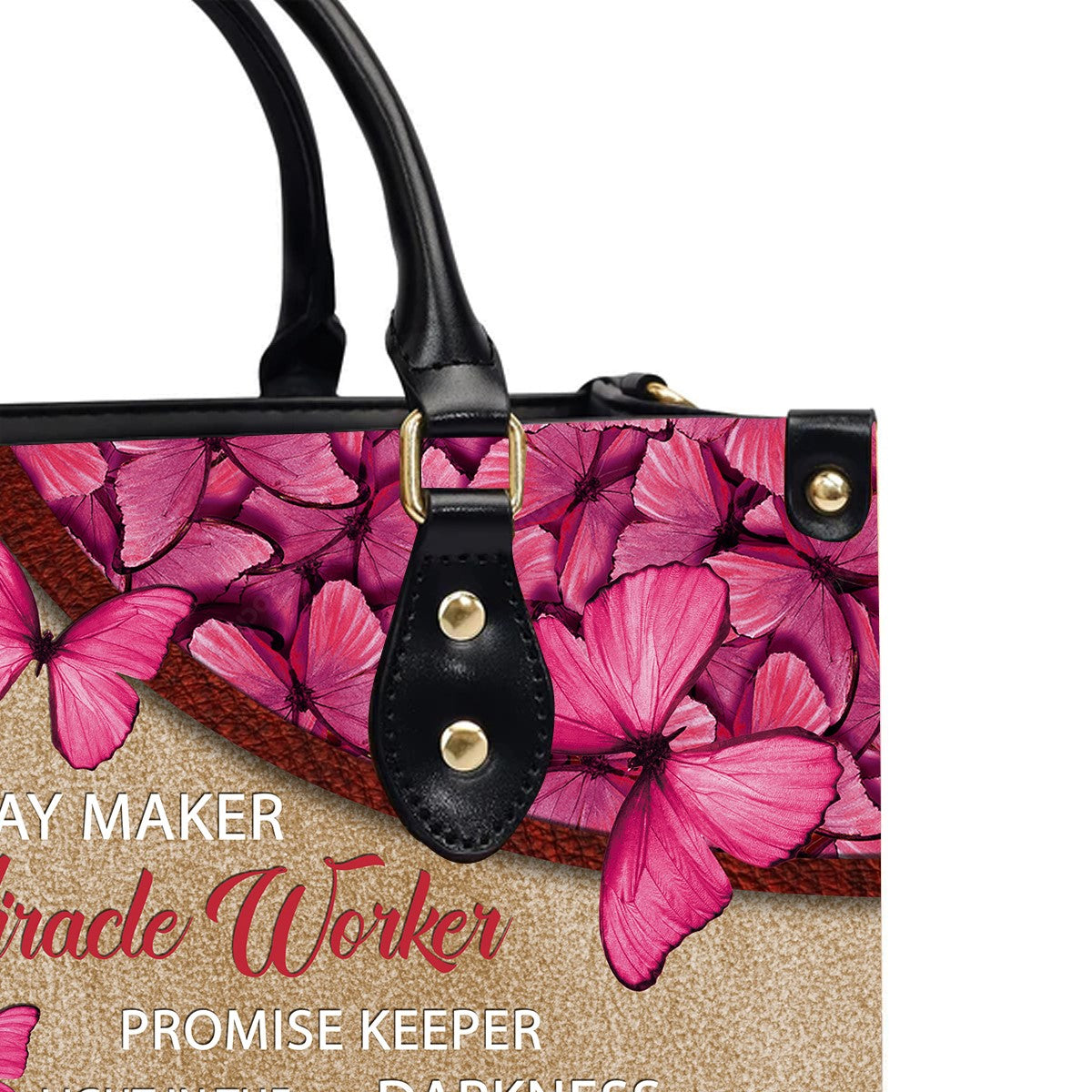 Way Maker Butterfly Pink Leather Handbag