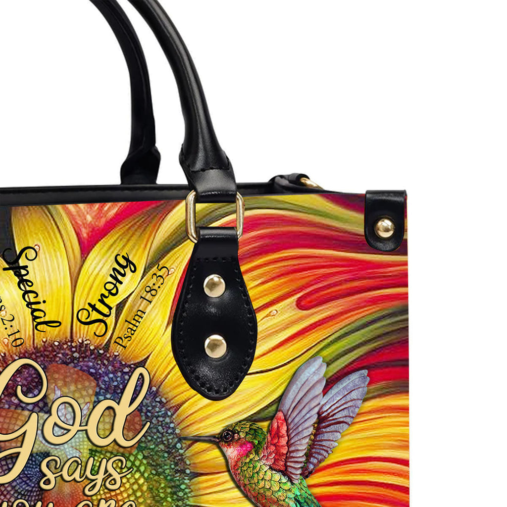 God Says You Are Sunflower Leather Handbag