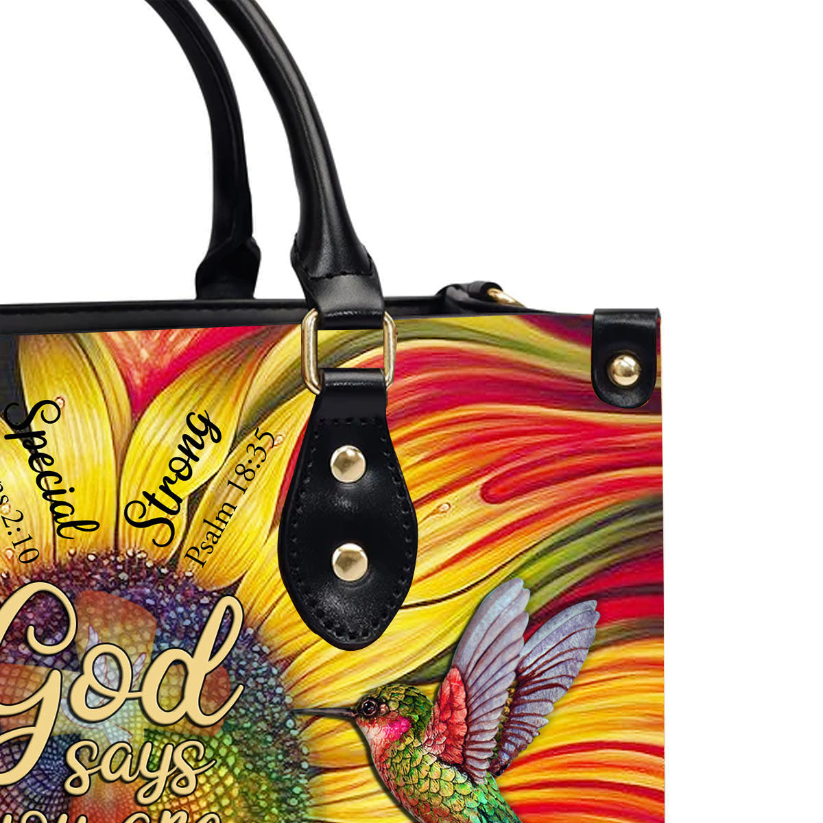 God Says You Are Sunflower Leather Handbag
