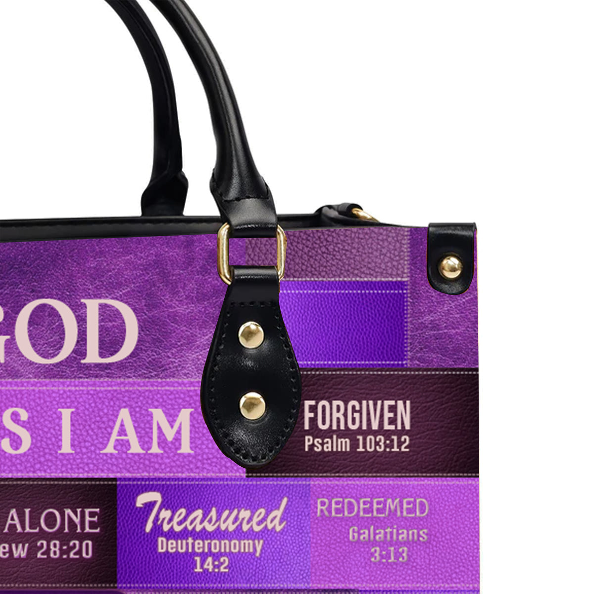 God Says I Am Personalized Purple Leather Handbag