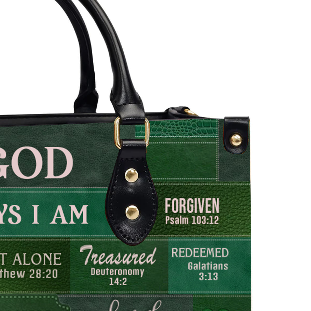 Personalized God Says I Am Green Leather Handbag