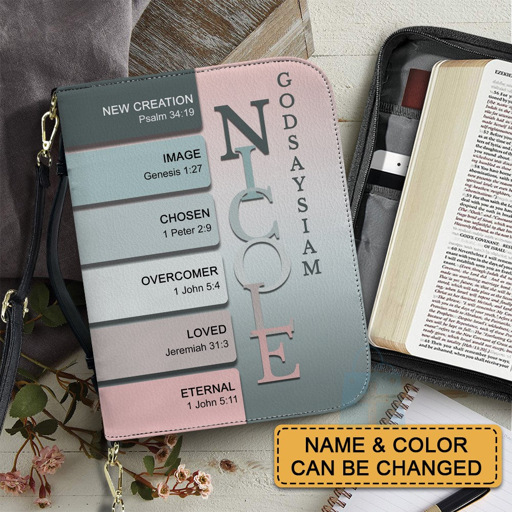 Personalized Silver Pink Name Bible Cover