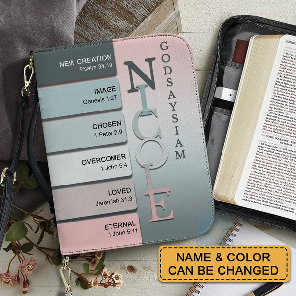 Personalized Silver Pink Name Bible Cover