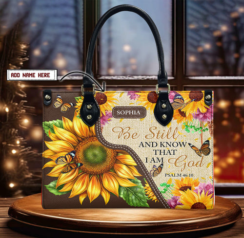 Custom Be Still And Know Leather Handbag