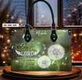 Psalm 37:4 Dragonfly Dandelion Leather Handbag
