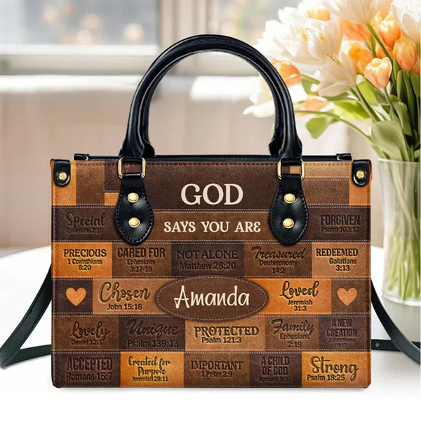 Personalized God Says You Are Leather Handbag