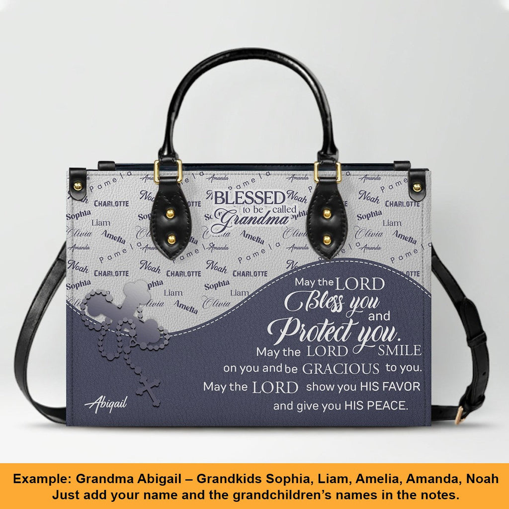 Personalized Blessed Grandma Leather Handbag