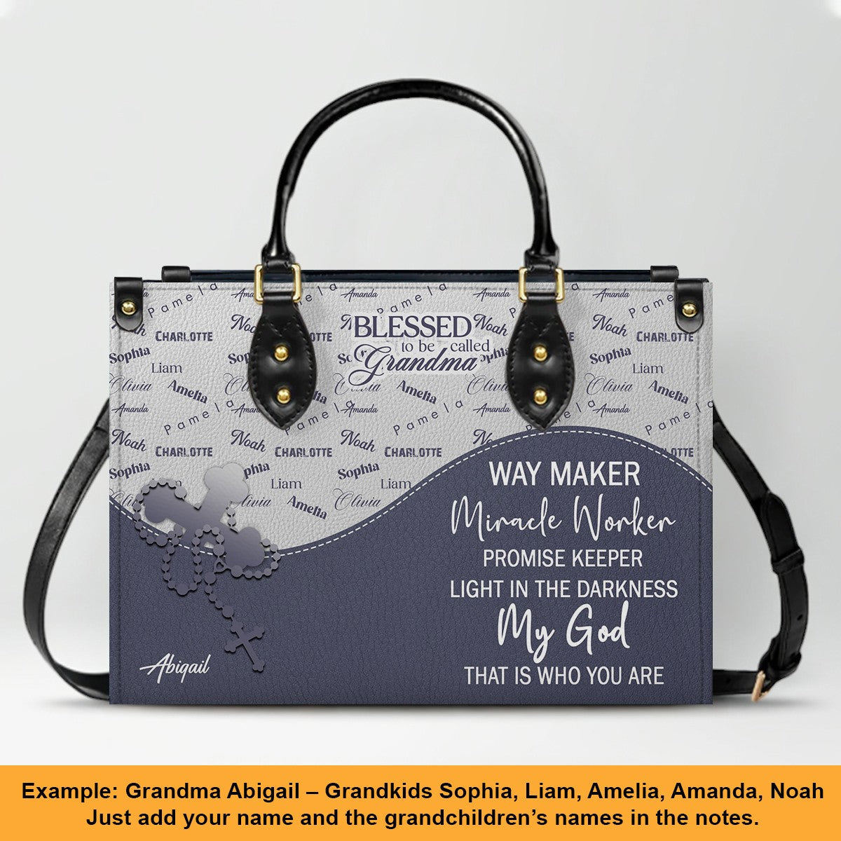 Personalized Blessed Grandma Leather Handbag