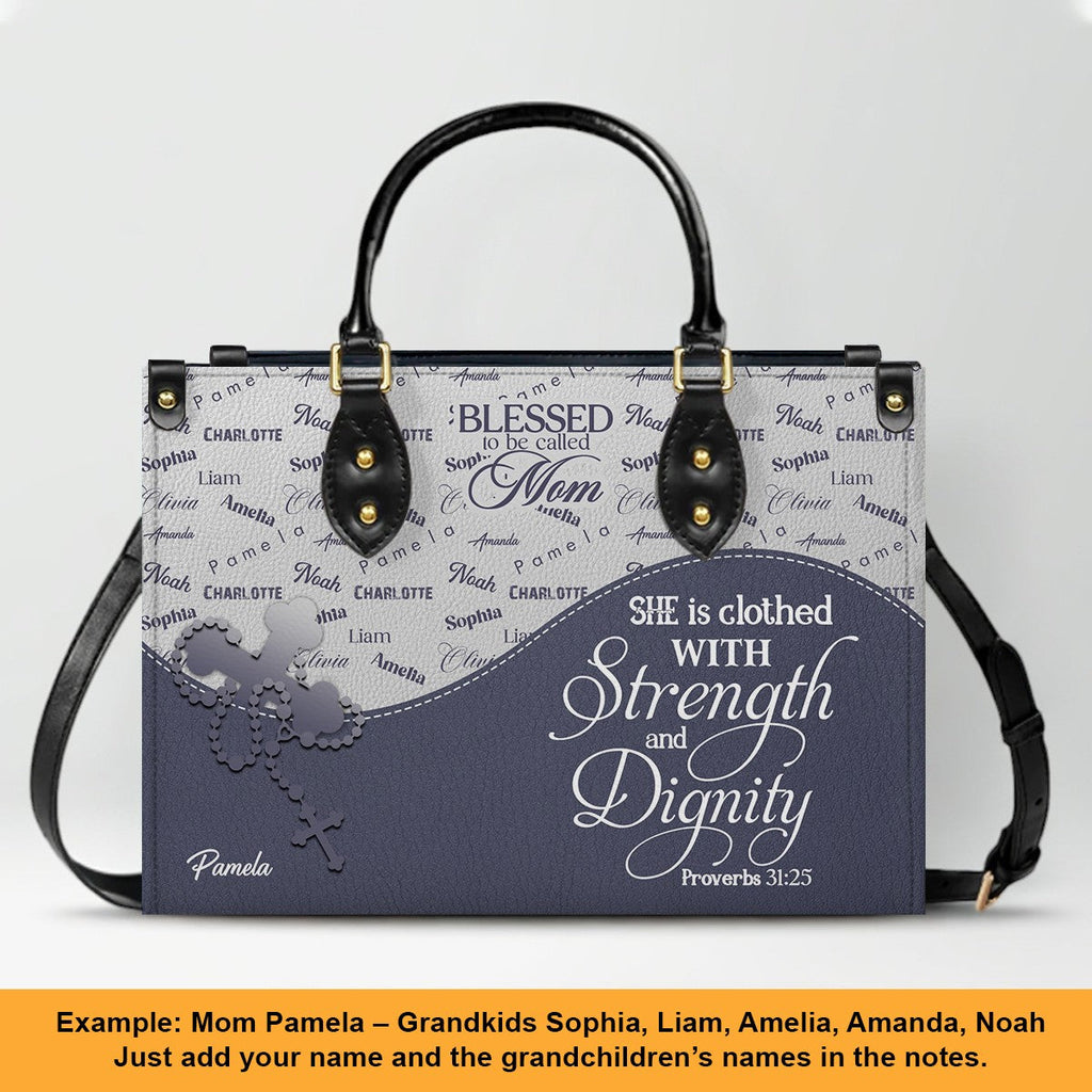 Personalized Blessed Grandma Leather Handbag