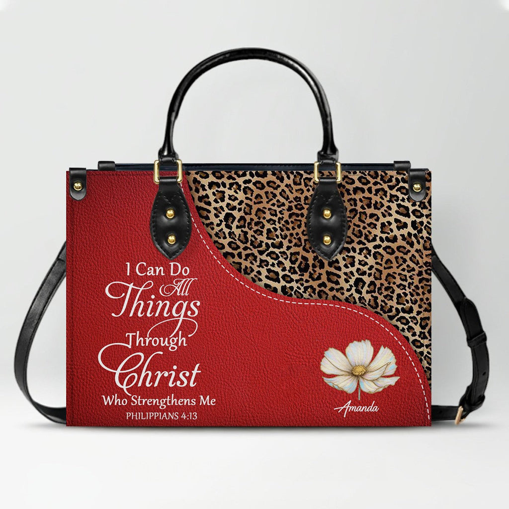 Personalized Christian Faith Leather Tote Bag