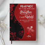 Personalized Red Floral "Fear Not" Leather Journal