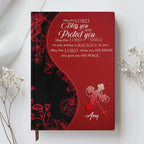 Personalized Red Floral "Fear Not" Leather Journal