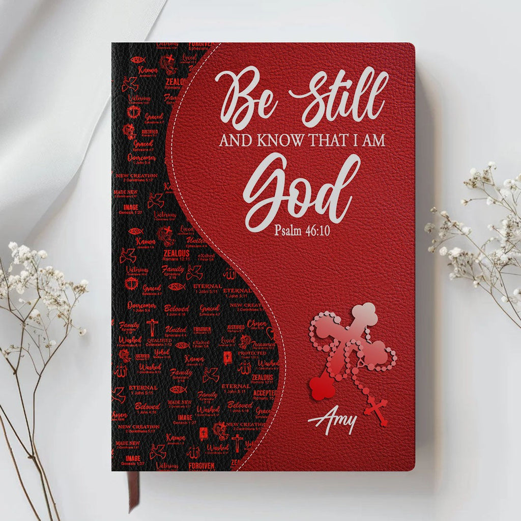 Personalized Red Floral "Fear Not" Leather Journal