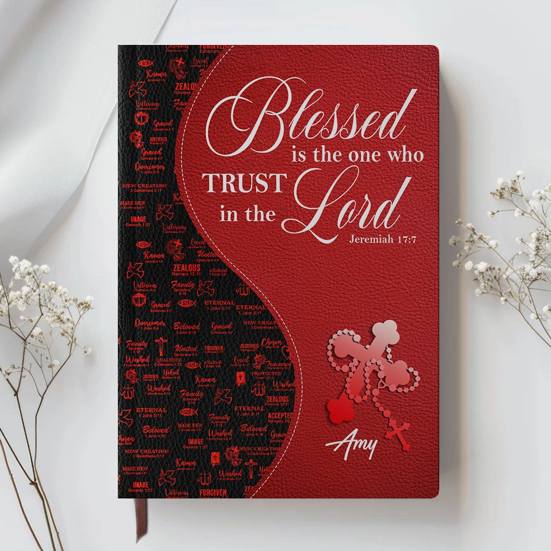 Personalized Red Floral "Fear Not" Leather Journal
