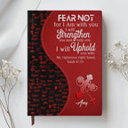 Personalized Red Floral "Fear Not" Leather Journal