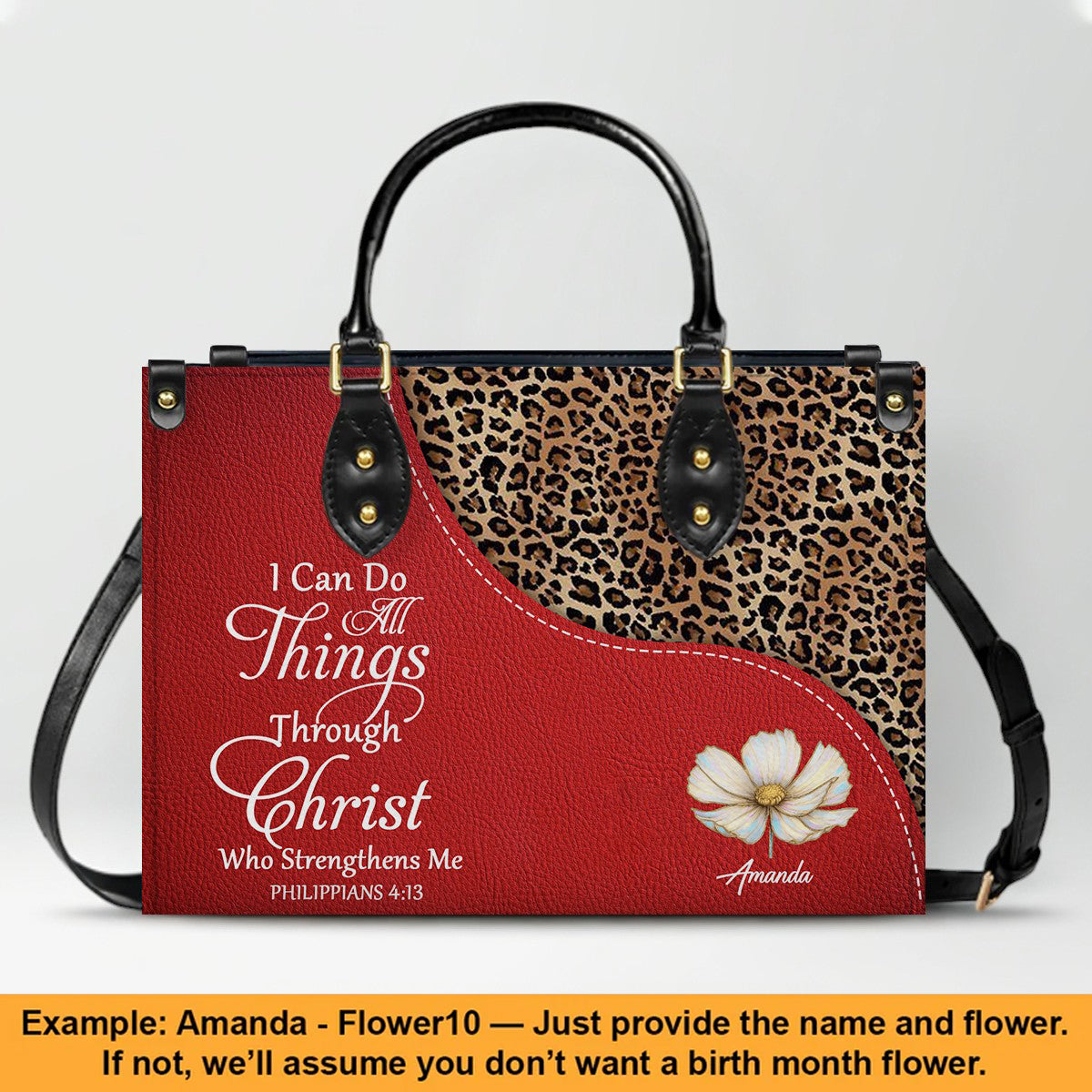 Personalized Christian Faith Leather Tote Bag