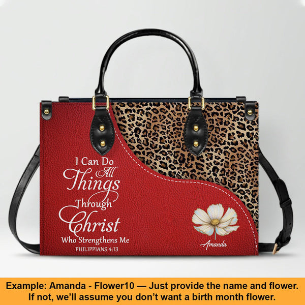 Personalized Christian Faith Leather Tote Bag