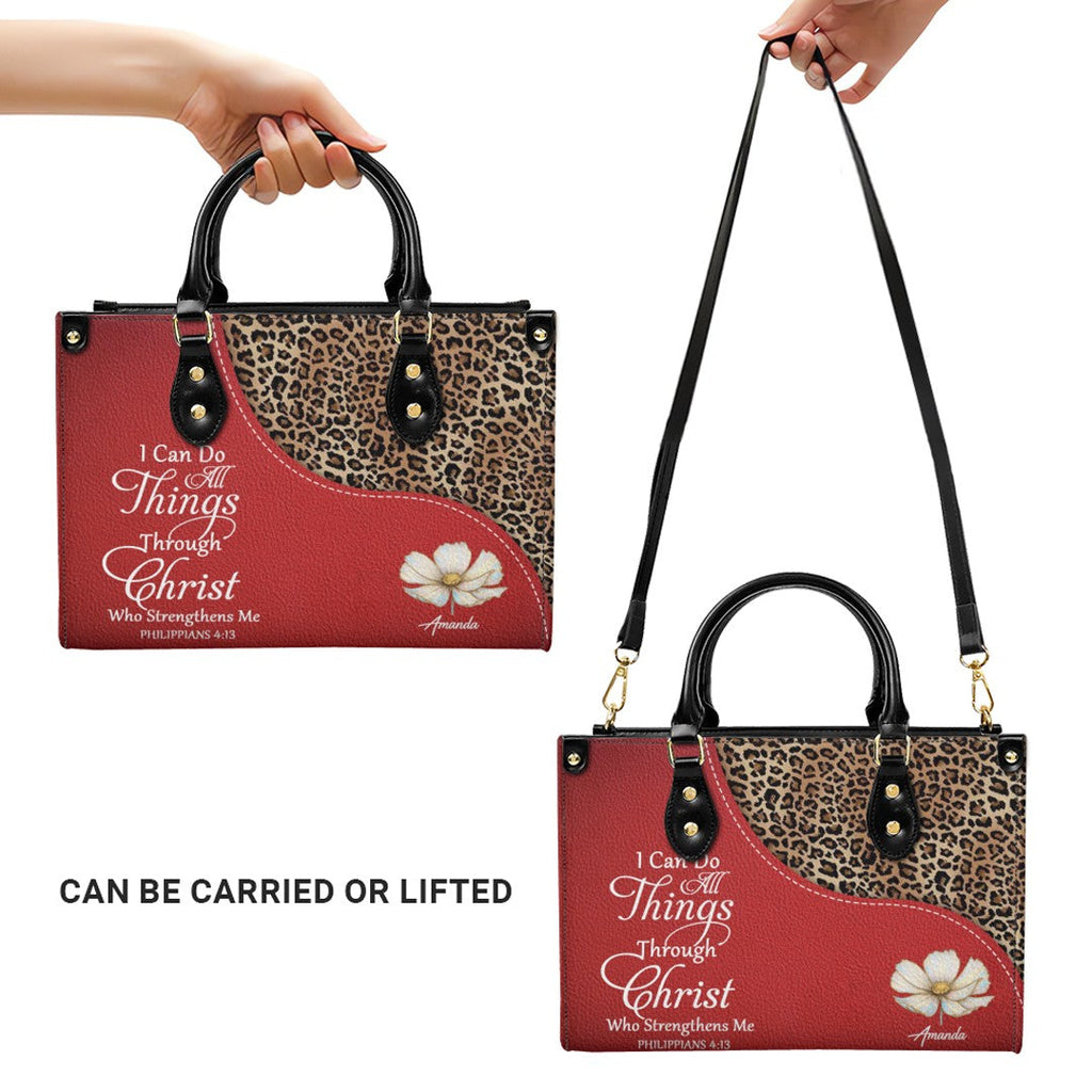 Personalized Christian Faith Leather Tote Bag
