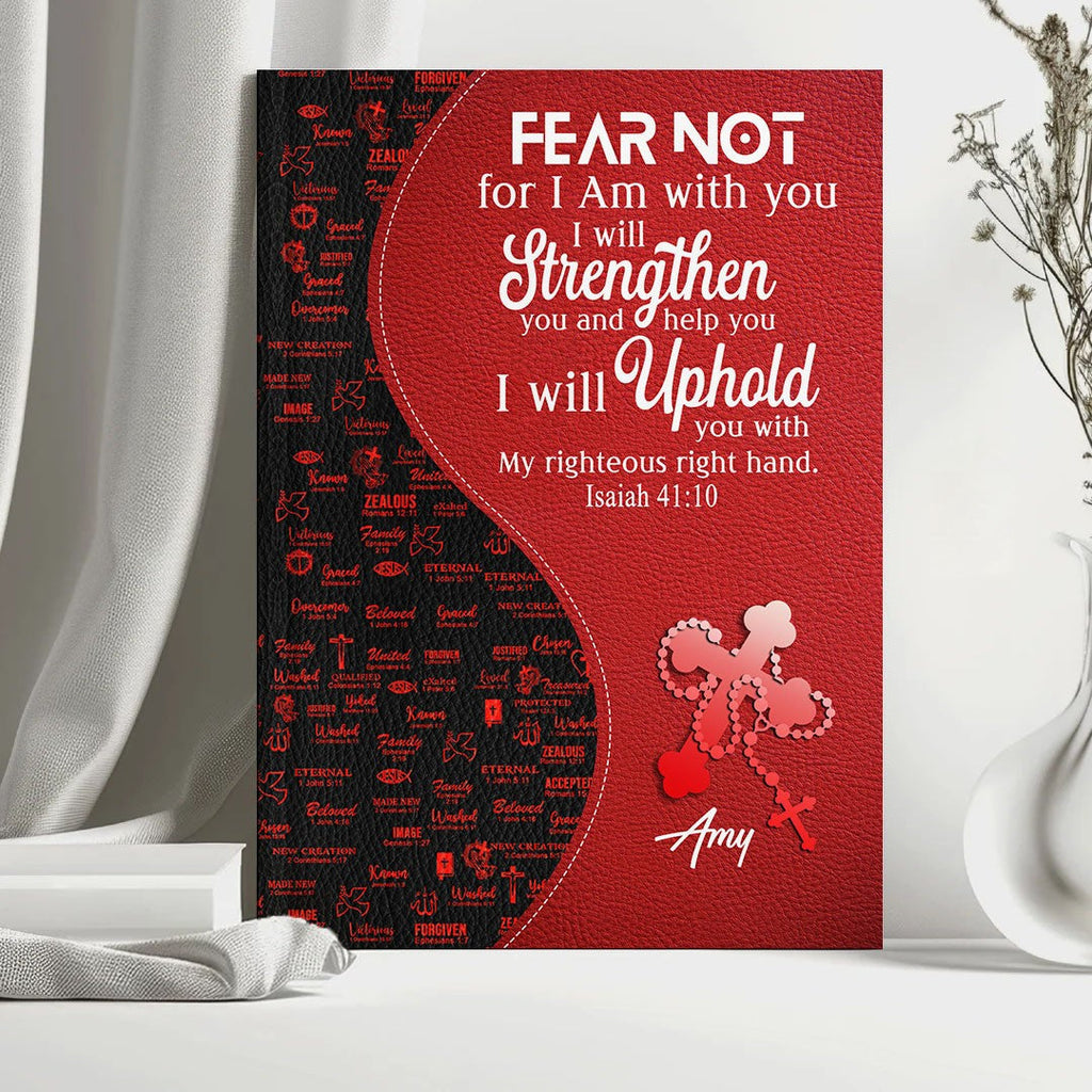 Personalized Red Floral "Fear Not" Leather Journal