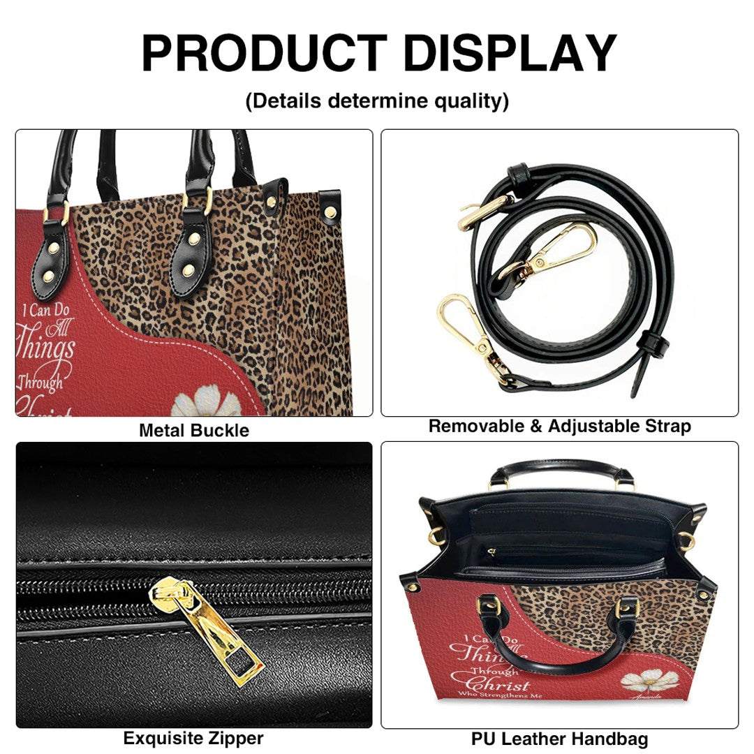 Personalized Christian Faith Leather Tote Bag