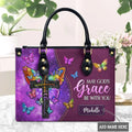 God's Grace Butterfly Galaxy Leather Handbag