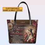 Personalized Bible Verse Leather Tote Bag