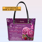 Personalized Bible Verse Leather Tote Bag
