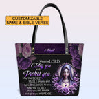 Personalized Bible Verse Leather Tote Bag