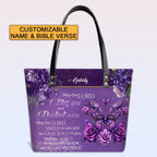 Personalized Bible Verse Leather Tote Bag