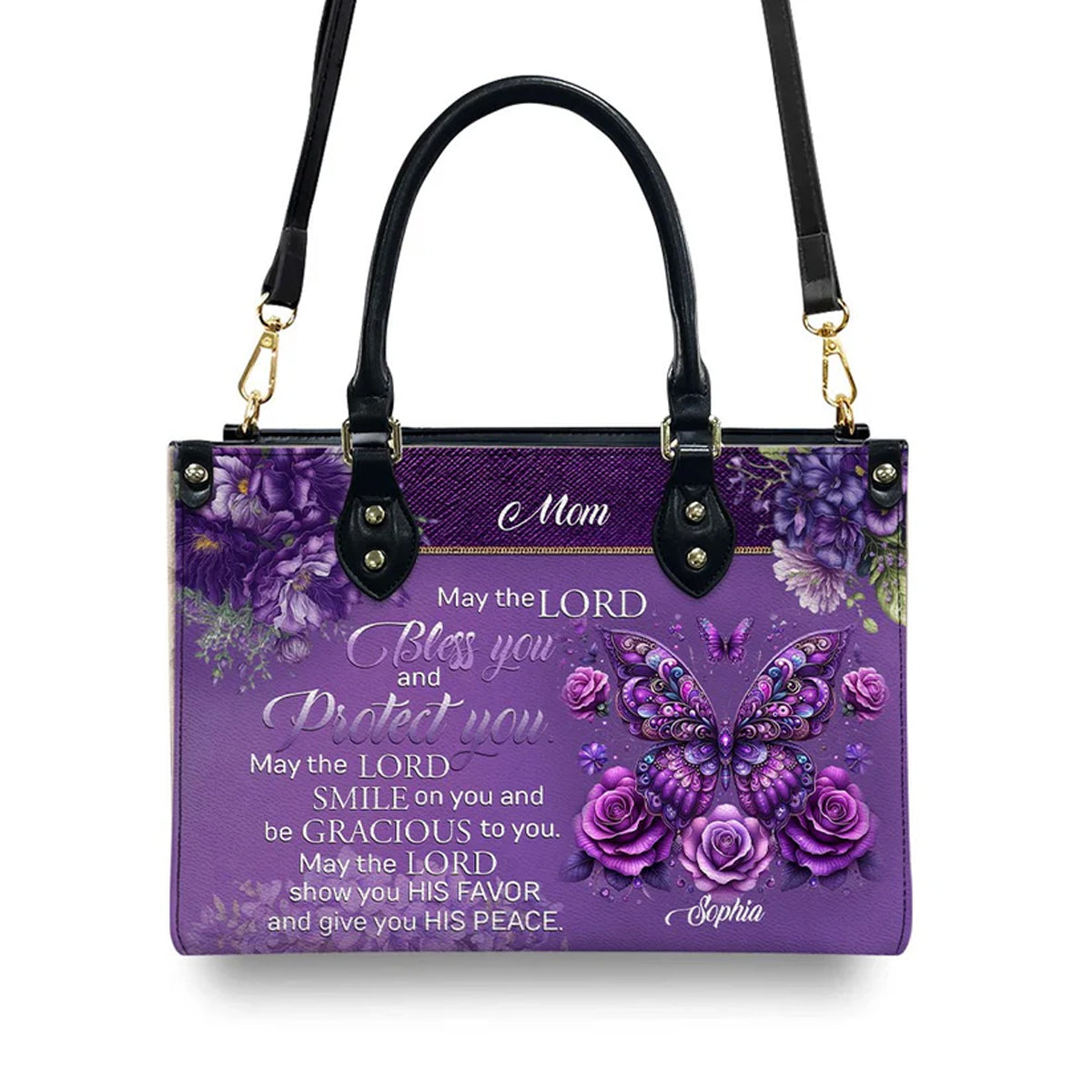 Personalized Faith Leather Handbag & Clutch