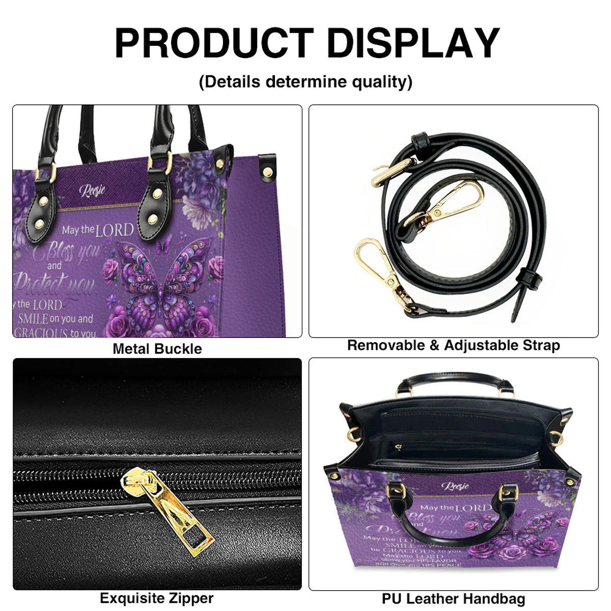 Personalized Faith Leather Handbag & Clutch
