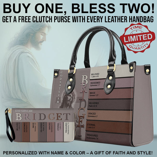 Personalized Christian Leather Handbag & Clutch