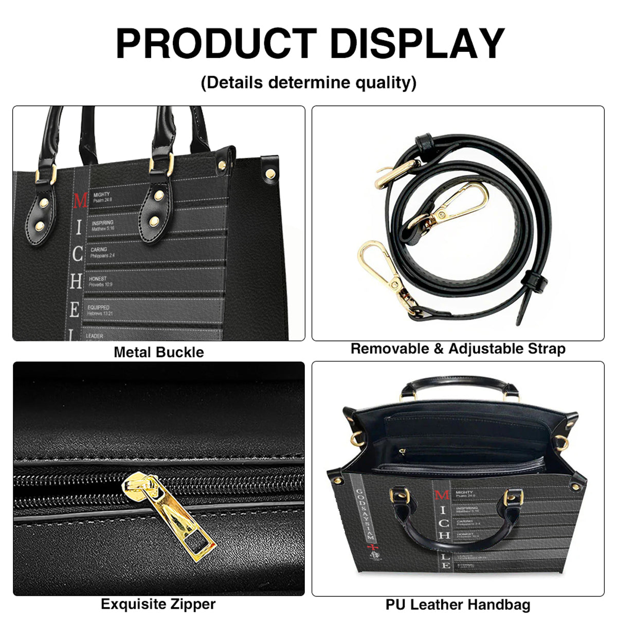Personalized Bible Verse Leather Handbag