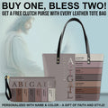 Personalized Christian Leather Tote & Clutch Set