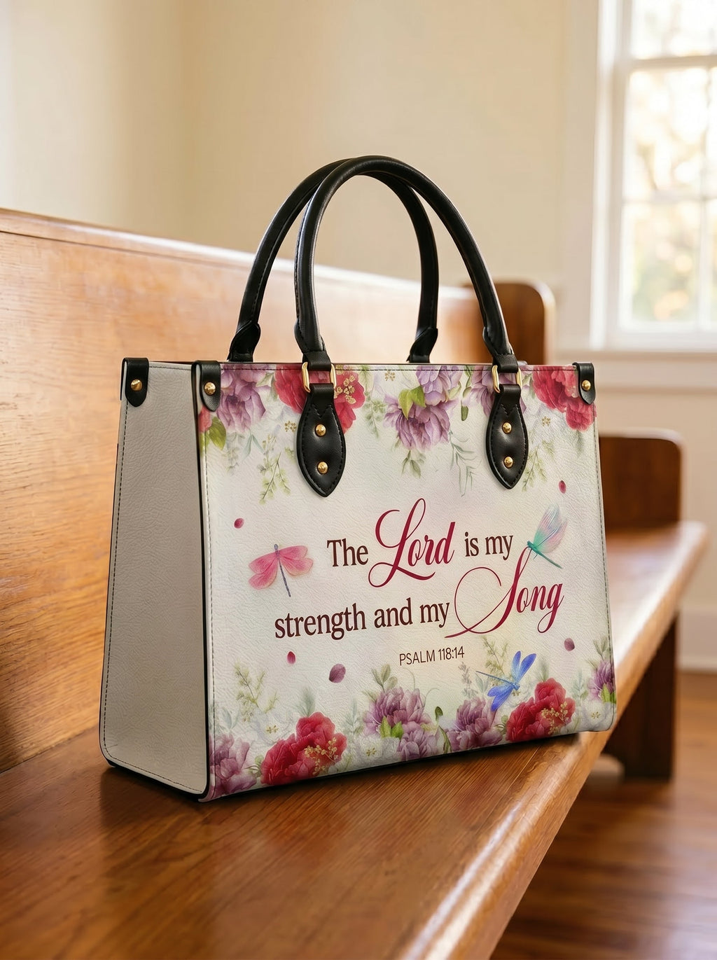 Melody Psalm 118:14 Leather Handbag